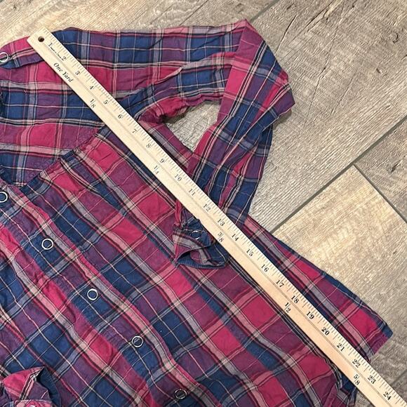 Gentle Fawn Plaid Snap Button Down Shirt Pink/Purple Size XS - Picture 4 of 11
